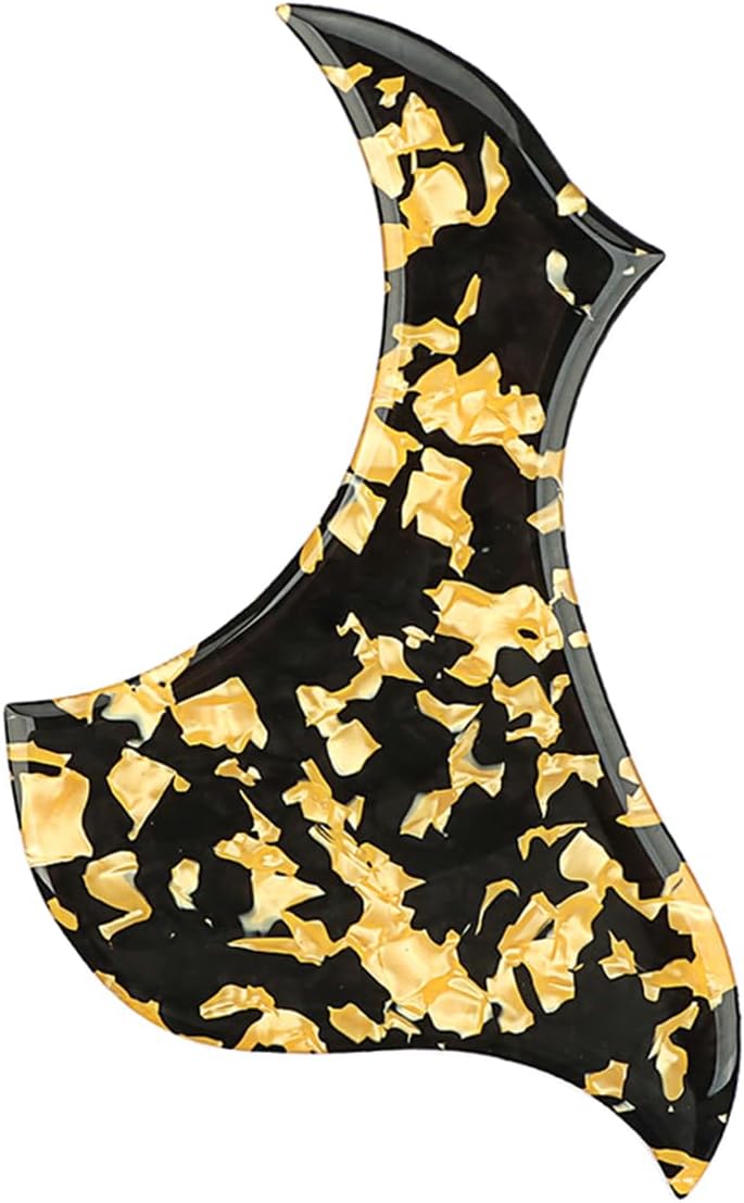 Domofa Acoustic Guitar Pickguard Thick Pick Guard Self Adhesive for Acoustic Guitar Replacement Parts (Yellow/Black Spots) - Image 1